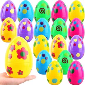 8 Pcs Jumbo Easter Eggs 6 Inch Plastic Printed Easter Eggs Large Fillable Easter Egg for Easter Party Favor Hunt Game Basket Stuffers Fillers, 8 Colors