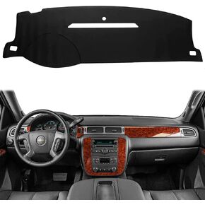 Dash board Cover Fit For 2007-2013 Chevy Silverado pickup and GMC Sierra pickup,2017-2014 Chevy Tahoes Suburban,GMC Yukon Dashboard Cover Mat Non-Slip Pad Carpet Sunshield Protector(Black Edge)