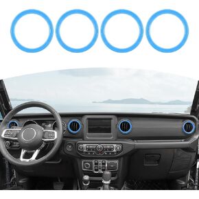 RT-TCZ لـ Wrangler JL Dash غطاء فتحات الهواء ملصقات الكسوة ألياف الكربون الحمراء لسيارة Jeep Wrangler JL JLU Gladiator JT 2018-2023 ملحقات داخلية من ألياف الكربون الحمراء 4 قطع in Kuwait