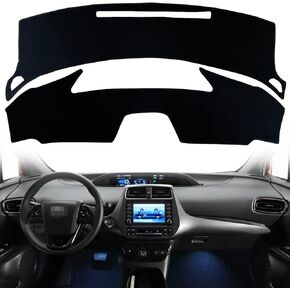 Dash Mat Cover Custom Interior Center Console Compatible with Toyota Prius Hatchback 2016 2017 2018 2019 2020 2021 2022 Dashboard mat Covers Accessories (Black Trim)