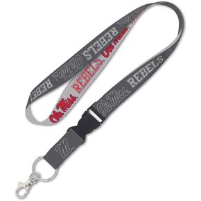 WinCraft NCAA University Missisippi Rebels Ole Miss Charcoal Lanyard with Detachable Buckle