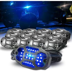 Winunite 16 Pods White Rock Lights Pure White Wide Angle Underglow Lights with 16.4Ft Extension Wires, IP67 Waterproof Fender Lights for Trailer Off Road Truck ATV UTV SUV Motorcycles