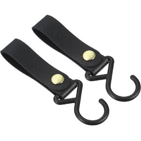 2 Pack Camping S Shelf Hooks - Leather Straps with Hooks Camping Light Hook Hangers, Apply to Hanging Pots Pans Cups (Black) in Kuwait