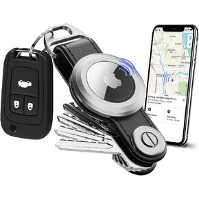 Compact Key Holder For Airtag - Airtag Keychain Holder| Airtag Key Organizer | Airtag Holder Keychain Leather, Key Organizer With Airtag For Attach Car Key