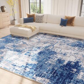 5x7 Area Rug 5 x7, Modern Area Rug, Washable Rug, Non-Slip, Modern Abstract, Area Rug for Living Room Bedroom Dining Room Kitchen Office, Large Area Rug,Blu Gray