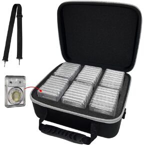 Graded Coin Storage Box Fits for 24-48 PCGS or NGC Graded Coin Slab,Coin Slab Holder with Handle, Individual Slots for Graded Coins, Graded Coin Case with Removable Thick Foam Slots(Case Only)