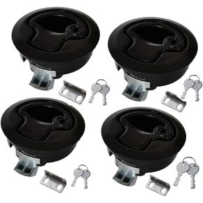 Boat Latches Flush Pull Slam Latch for Boat Boor Latches Handle Keyed Lock Locking Style Silver/Black 2pcs/4pcs