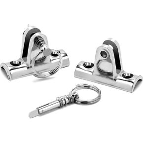 Boat Bimini Top Deck Hinge Concave Base 316 Stainless Steel Deck Hinge 90°Fitting Bimini Top Hardware,Bimini Top Hinge Bimini Brackets for Boats with Quick Release Pin Pack of 2