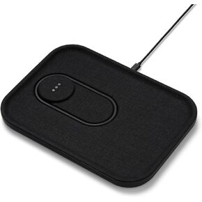 Courant MAG:3 Classics Charger and Tray - Italian Leather, Multi-Device Charger Compatible with MagSafe iPhones 15/14/13/12 or Wireless AirPod Cases (Black)
