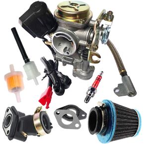 GY6 50CC 49CC Carburetor with Electric Choke for 4 Stroke Scooter Moped 139QMA 139QMB Taotao Engine PD18J Carb with Intake Manifold Air Filter kit