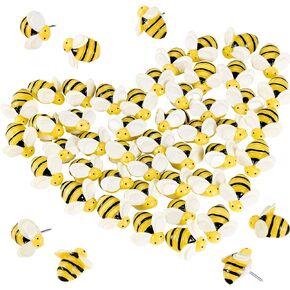 Outus 50 Pieces Bee Pushpins Thumb Tacks Fun Decorative Bee Thumbtacks for Wall Whiteboard Corkboard Wall Maps Bulletin Board Photo(50)