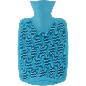 Fashy Single Ribbed with 3D Surface in Trendy Colour Aqua Hot Water Bottle, 0.8 Litre
