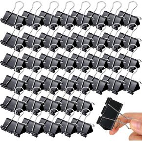 Yexiya 300 Pcs Medium Binder Clips Paper Med Clips Office Supplies Paper Clamps for Teachers Students School Office Business Paperwork Supplies (Black, 1.25 Inch)