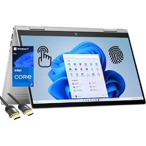 HP Envy 2-in-1 Laptop, 14" FHD Touchscreen Display, 13th Gen Intel 10-Cores i7-1355U, 16GB RAM, 512GB PCIe SSD, WiFi 6E, Backlit KB, FP Reader, Fast Charge, Webcam, USB-C, PDG HDMI Cable, Win 11 Pro