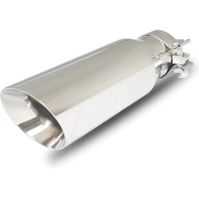 طرف العادم من مدخل 3.0 بوصة إلى مخرج 4.0 بوصة من الفولاذ المقاوم للصدأ بجدار مزدوج مائل مع مشبك طرف عادم مدخل 3 بوصات عالمي لأنبوب عادم بقطر خارجي 3 بوصات (طول 12 بوصة/305 مم) in Kuwait