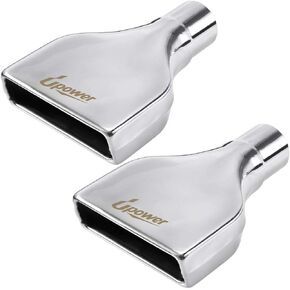 Upower Pack of 2 Exhaust Tip 2.25" Inlet 2" x 6" Outlet 10" Long Rolled Rectangle Stainless Steel Exhaust Tailpipe Tips fits Chevy Camaro Style