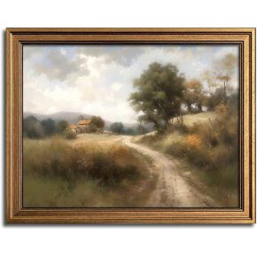 Gold Framed Vintage Wall Art Classical French Landscape Wildflowers Botanical Painting Canvas Print Kitchen Living Room Wall Decor (Champ Fleuri, 8''x10'')