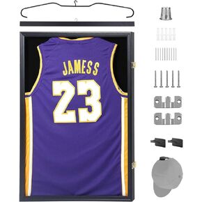 Nice C Jersey Frame Display Case, Jersey Shadow Box Display Case, Football Jersey Display Case, with 98% UV Protection, Hangers and Hookers, Valet Pinboard, Acrylic, Basketball (1 Pack)