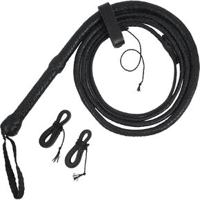 Bull Whip 04 to 10 Feet 16 Plaits Genuine Cow Hide Leather Equestrian Bullwhip Leather Belly & Leather Bolster Inside