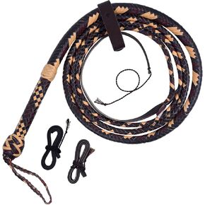 Bull Whip 04 to 10 Feet 16 Plaits Genuine Cow Hide Leather Equestrian Bullwhip Leather Belly & Leather Bolster Inside