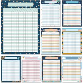 9 PCS Boho Classroom Charts Rainbow Classroom Incentive Chart Homework Data Charts Boho Reward Chores Chart for Kids Behavior Learning Classroom School Attendance Homework Progress Tracking Pads