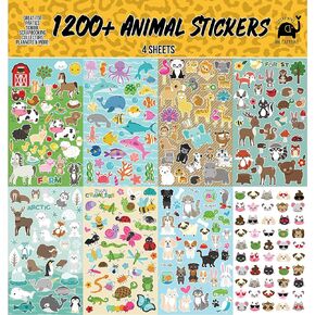 Animal Stickers (1200+ Assorted Stickers) Calendar, Reward, Planners & Scrapbook Crafting | Cute Animals | Parents, Teachers, Children