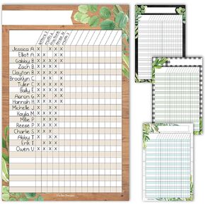 Hadley Designs 4 Farmhouse Data Charts Classroom Incentive Chart for Classroom - Homework Chart for Classroom Reward Chart, Attendance Chart for Classroom Charts, Reward Chart for Kids Behavior
