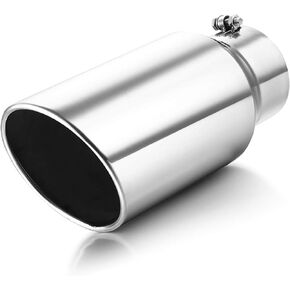 Exhaust Tip 5" Inlet, A-KARCK Exhaust Tailpipe Tip 5" Inlet 6" Outlet 15" Long Black Coating Bolt On for Pickup Truck Tailpipe