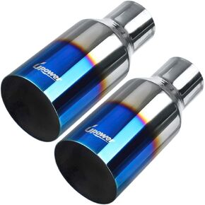 Upower 2 1/2 inch Inlet 4 inch Outlet Exhaust Tip Single Layer Straight 304 Stainless Steel 2.5" to 4" Overall Length 9" Exhaust Tail Pipe Tip Pack of 2