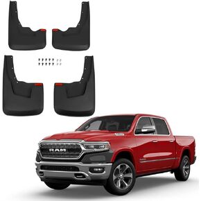 Mud Flaps Compatible with Dodge Ram 2019-2023 2024 Ram 1500 (New Body Style) with OEM Fender Flares Custom Front and Rear Mud Guard Set (4pcs-Set)