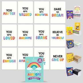 Decorably 24 Pack Kraft Happiness Mini Notebook for Kids Party Favors - 12 Inspirational Designs 3.5x5in Party Favors for Boys and Girls, Stitch-Bound 16 Sheets