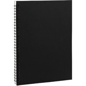 DSTELIN 10 inch x 7.5 inch, 100GSM, Blank Spiral Notebook, 1-Pack, Soft Cover, Sketch book, 120 Pages / 60 Sheets, (Black)