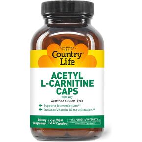 Country Life Acetyl L-Carnitine, 500 mg, with B-6 - 120 Vegan Capsules