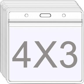 AMUU 12 Pack Badge Holders Large 4x3 Name Badge Holders Clear Plastic Card Protector Large ID Card Holder Name Tags Nametags Holders Badge