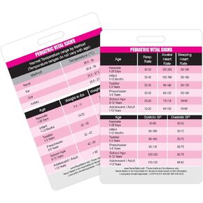 Pediatric Vital Signs Vertical Badge Card - Excellent Resource for Pediatric Nurses, Nursing Clinicals and RN Students - Great Nursing School Supplies and Accessories