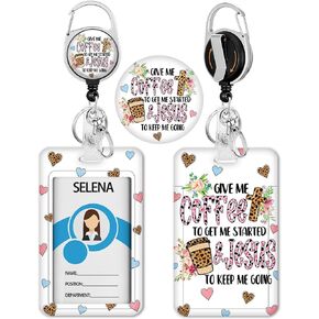 Badge Holder with Retractable Reel, Black Girls Id Card Badge Case with Carabiner Clip Heavy Duty, Vertical Card Name Tag Badge Protector Cover for Work Office Nurse Teacher Women Student Gifts in Saudi Arabia