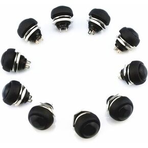 yueton Pack of 10 Color Black Flush Mount Momentary On Off Reset Push Button Switch Round Toggle Switch for Car Boat