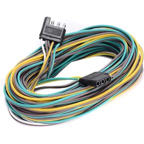 Trailer Wiring Harness Kit, 4 Pin Flat 4 Wire Trailer Wiring Connector, 21ft & 4ft Wishbond Trailer Light Kit 4 Wire Plug Connector Trailer Light Wiring for Utility Trailer Lights