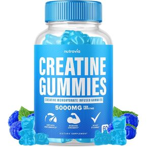 Creatine Gummies Infused with 5g Creatine Monohydrate for Men and Women, Strength, Endurance, Muscle Instantized Creatine, Micronized Clean HCL Balanced Creatina Monohidratada en Polvo (60 Gummies)