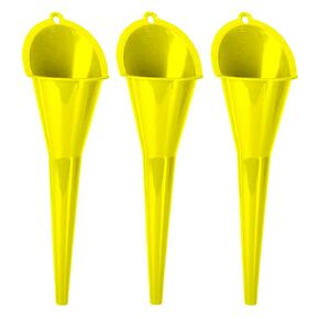 Funnel - Round Kitchen Funnel for Filling Bottles, Jars & Containers - Automotive Oil Funnel for Gas, Lubricants and Fluids (12.0 Fluid Ounces, Oval, 3, YellowFunnel)
