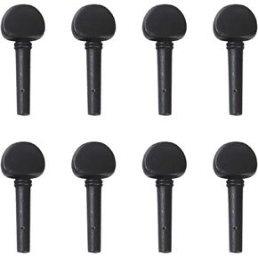 8Pcs Yootones 3/4 Wooden Violin Tuning Tuner Pegs With Predrilled Compatible with 3/4 Violin Fiddle Replacement Sets (Black)
