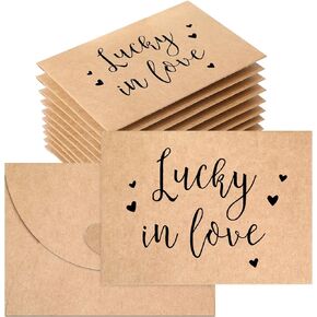 100 Pack Wedding Favors for Guests Small Lottery Tickets Holder Cute Envelope Holder with Heart Shaped Clasp and Thank You Message for Bridal Shower, 4.3 x 3.15 Inches