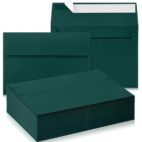Harloon 100 Pcs A9 Envelopes 5.75 x 8.75 Inch Self Adhesive Wedding Invitation Envelopes Paper Greeting Card Envelopes for Photos Documents Letters Announcements Baby Shower Office (Dark Green)