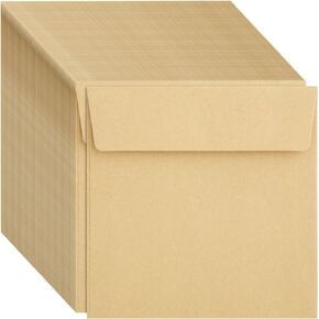Juvale Square Envelopes, Brown Kraft Paper Envelopes for Greeting Cards, Wedding, Birthday, Anniversary Party Invitations, Sturdy and Durable, Bulk Pack - 100-Pack - 5.5x5.5
