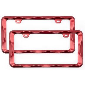 3D Curly Wave Pattern Neo Chrome License Plate Frame from Pure Zinc Alloy Metal