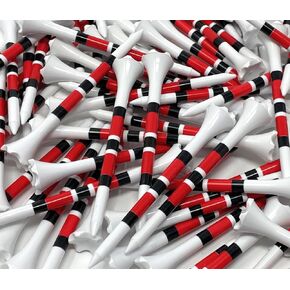 3 ¼" Golf Tees Plastic – White w/Red or Green Stripes - 100 Plastic Golf Tees in Bulk