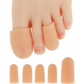 Grevosea 12 Pack Silicone Toe Protectors, Gel Toe Sleeves Toe Protectors Big Toe Caps Toe Cushions Closed Toe Cover for Blisters Corns Calluses Hammer Toes Rubbing and Ingrown Toenails (Skin Color)