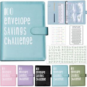 100 Envelopes Money Saving Challenge Binder Kit, Prefdo Budget Binder Book Organizer with Cash Envelopes for 100 Day Cash Stuffing, Budgeting Planner Saving Money (Green)