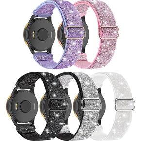 أربطة قابلة للتمدد متوافقة مع Garmin Forerunner 245/245 Music/Venu/Vivoactive 3/Venu Sq/Vivoactive 3 Music/Vivomove HR/Forerunner 645/645 Music/Venu 2 Plus (5 عبوات)