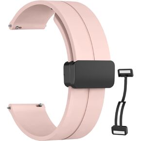 Magnetic Silicone Watch Band for Garmin Venu/Garmin Venu 2 Plus Watch Band, Garmin Venu Sq Band/Garmin Sq 2 Bands, Magnet Folding Buckle Replacement Sport Strap for Men Women